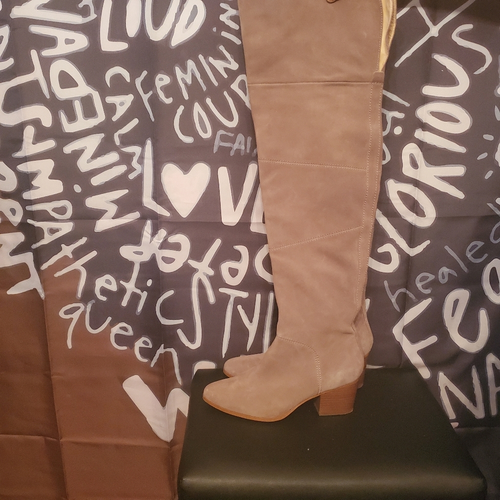 Grey leather boots